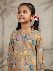 Brown Printed Cotton Night Suit for Kids - SanskrutiHomes 