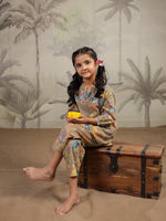 Brown Printed Cotton Night Suit for Kids - SanskrutiHomes 