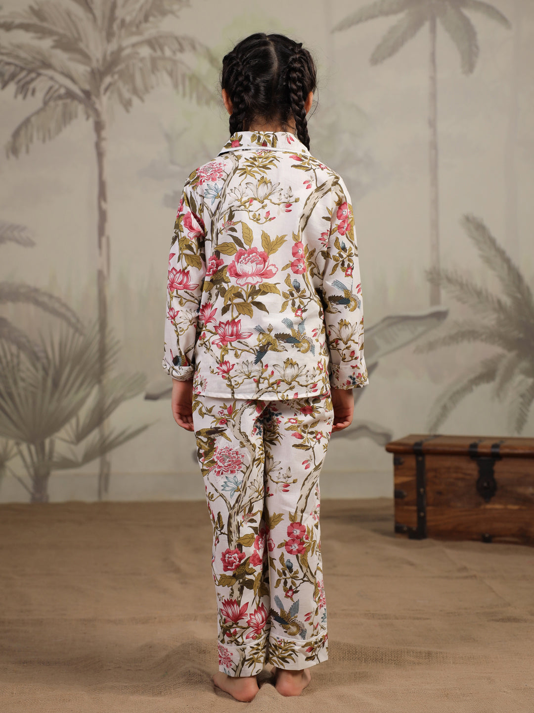 Multicolor Flower Printed Cotton Night Suit Set - SanskrutiHomes 