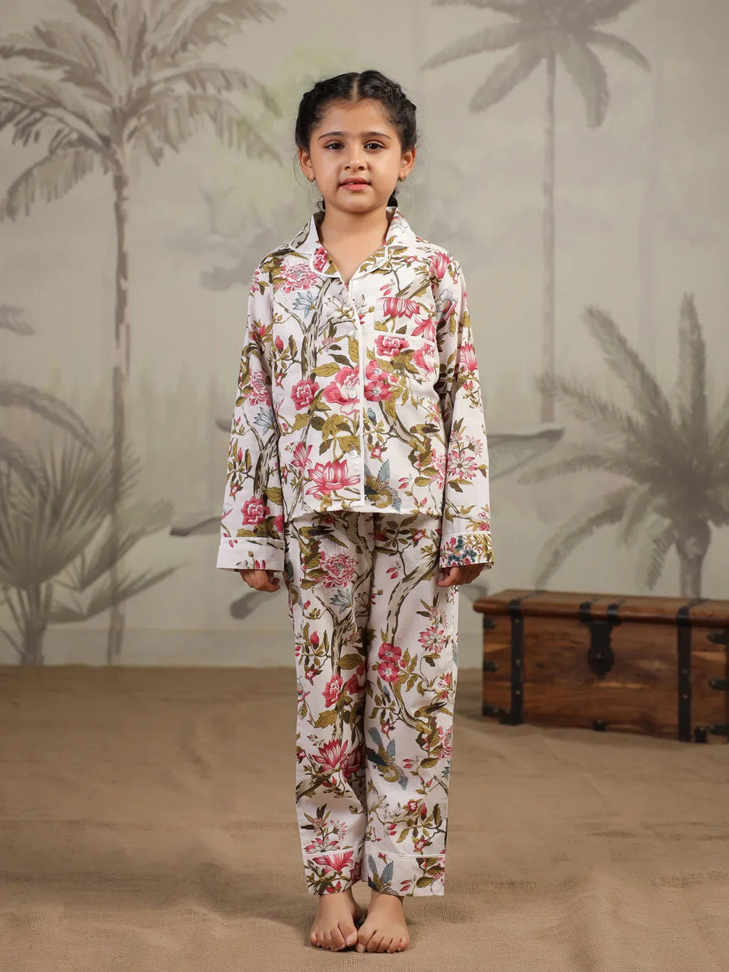 Multicolor Flower Printed Cotton Night Suit Set - SanskrutiHomes 