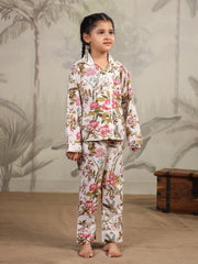 Multicolor Flower Printed Cotton Night Suit Set - SanskrutiHomes 