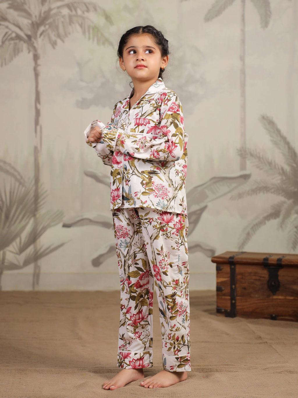 Multicolor Flower Printed Cotton Night Suit Set - SanskrutiHomes 