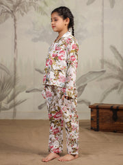 Multicolor Flower Printed Cotton Night Suit Set - SanskrutiHomes 