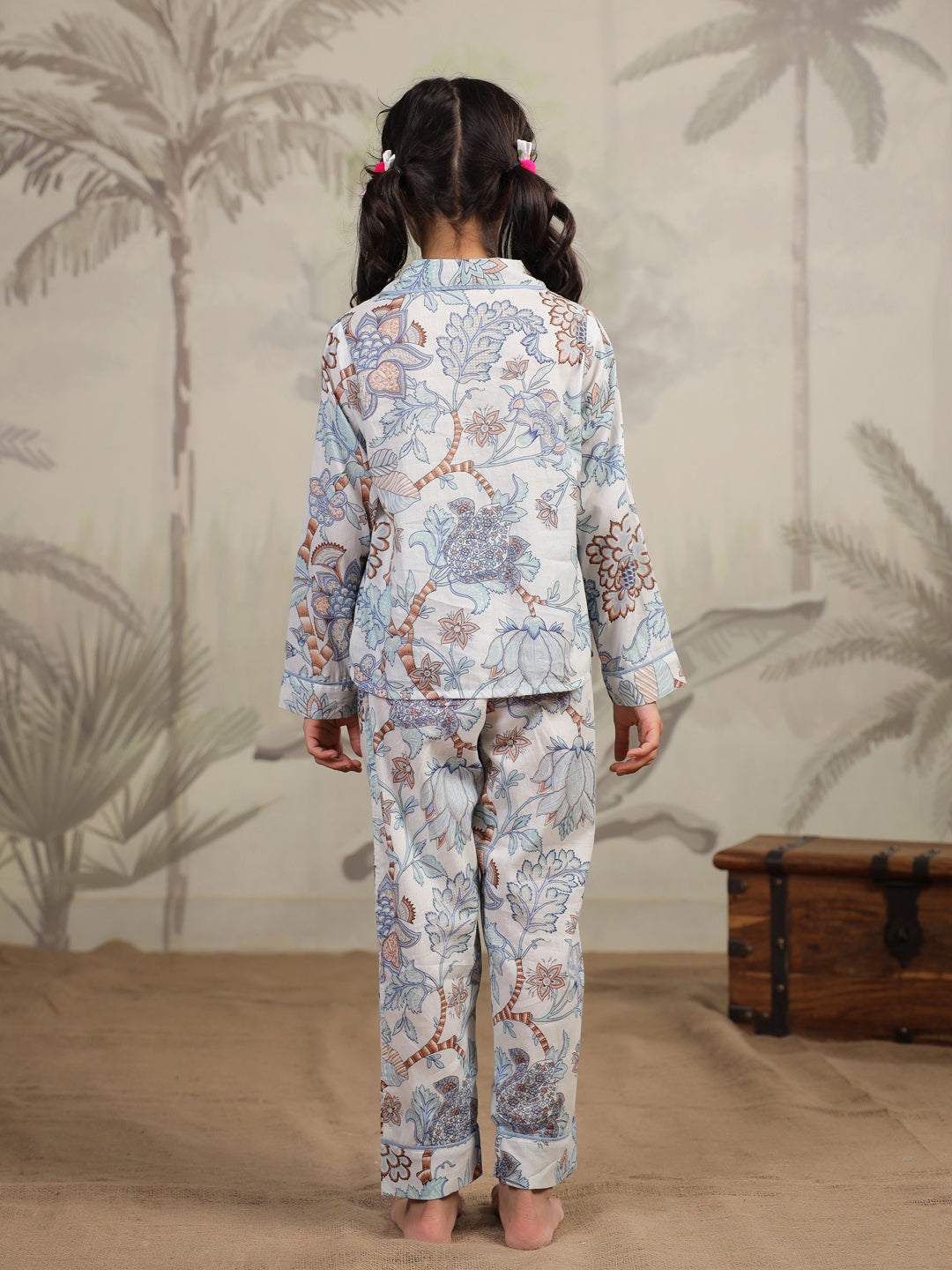 Cotton Floral Printed Night Suit Set for Kids - SanskrutiHomes 