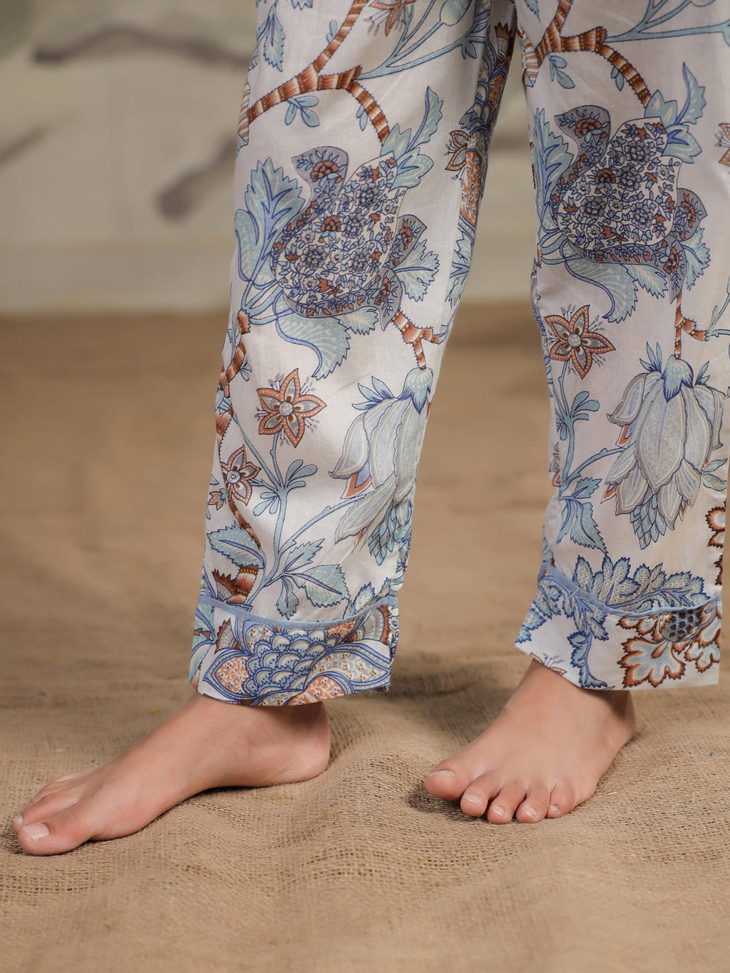 Cotton Floral Printed Night Suit Set for Kids - SanskrutiHomes 