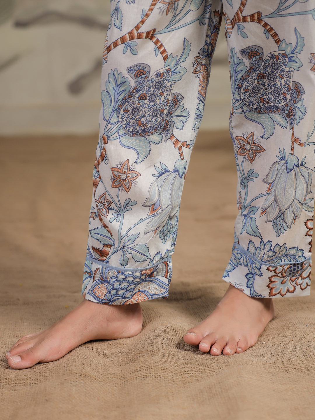 Cotton Floral Printed Night Suit Set for Kids - SanskrutiHomes 