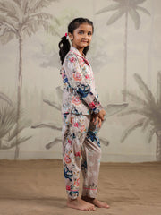 Multi Flower Printed Night Suit Set for Kids - SanskrutiHomes 