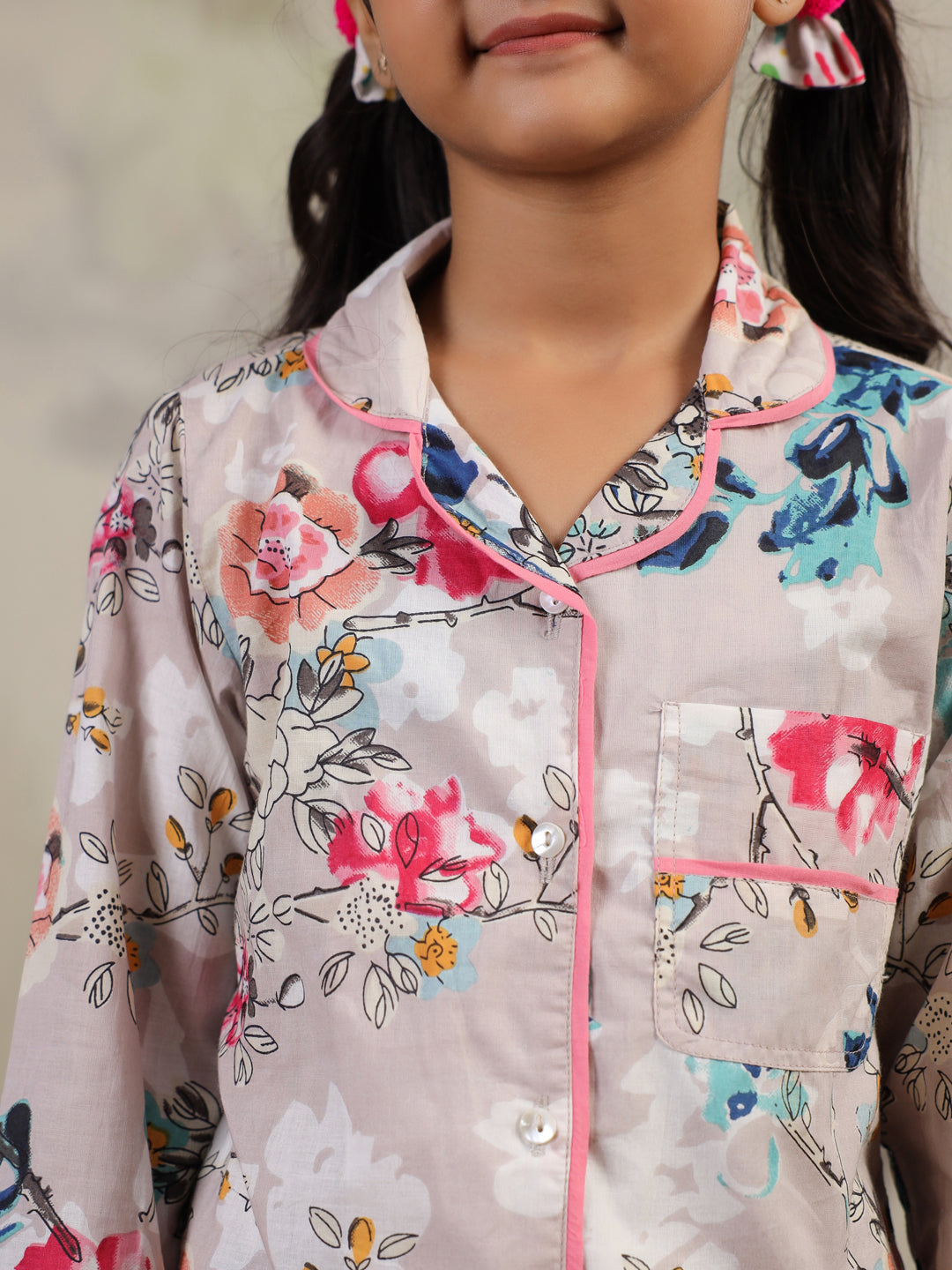 Multi Flower Printed Night Suit Set for Kids - SanskrutiHomes 