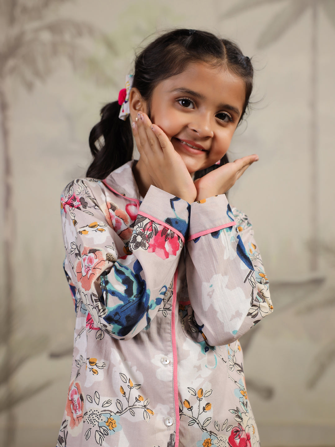 Multi Flower Printed Night Suit Set for Kids - SanskrutiHomes 