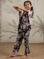 Floral Printed Cotton Kaftan Night Suit for Kids - SanskrutiHomes 