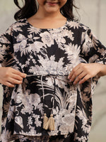 Floral Printed Cotton Kaftan Night Suit for Kids - SanskrutiHomes 