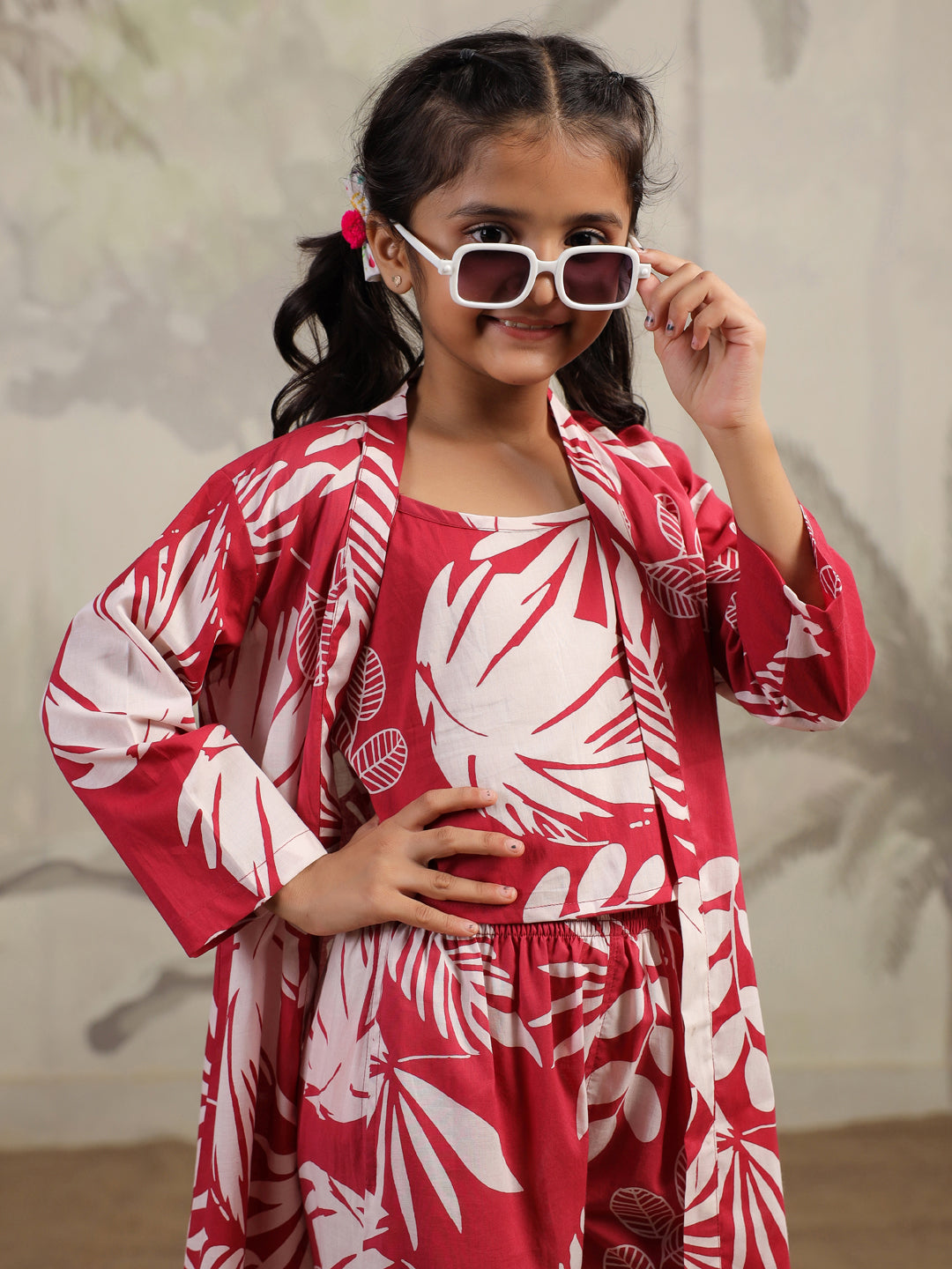 Set of 3 Floral Cotton Night Suit for Kids - SanskrutiHomes 