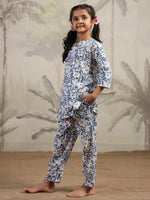 Blue Flower Printed Night Suit for Kids - SanskrutiHomes 