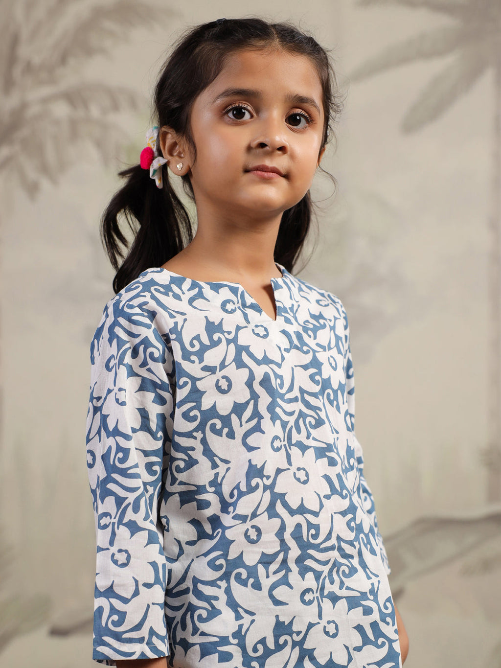 Blue Flower Printed Night Suit for Kids - SanskrutiHomes 