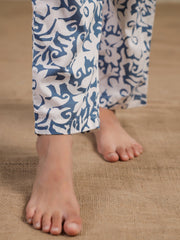 Blue Flower Printed Night Suit for Kids - SanskrutiHomes 