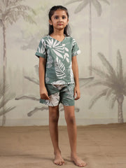 Cotton Printed V-Neck Night Suit for Kids - SanskrutiHomes 