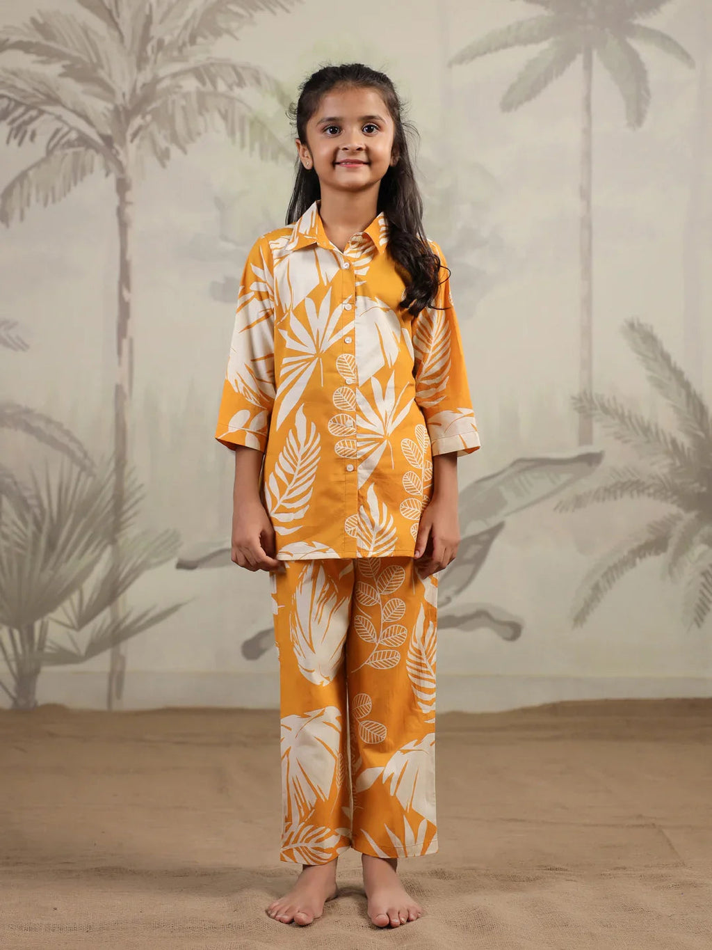 Floral Printed Cotton Night Suit Set for Kids - SanskrutiHomes 