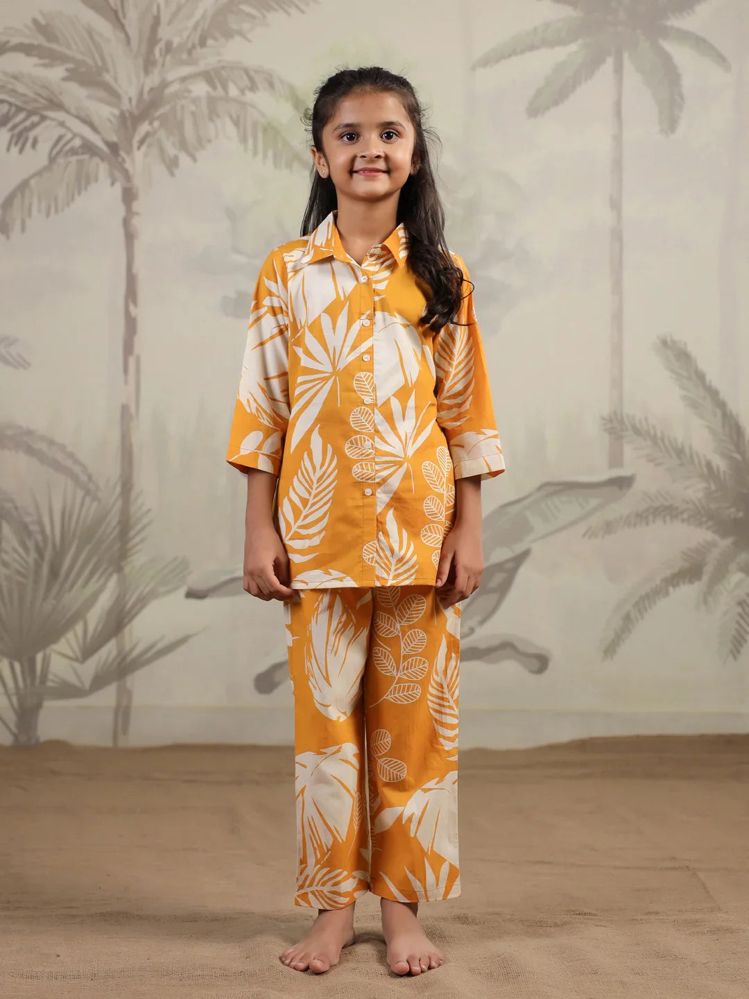 Floral Printed Cotton Night Suit Set for Kids - SanskrutiHomes 