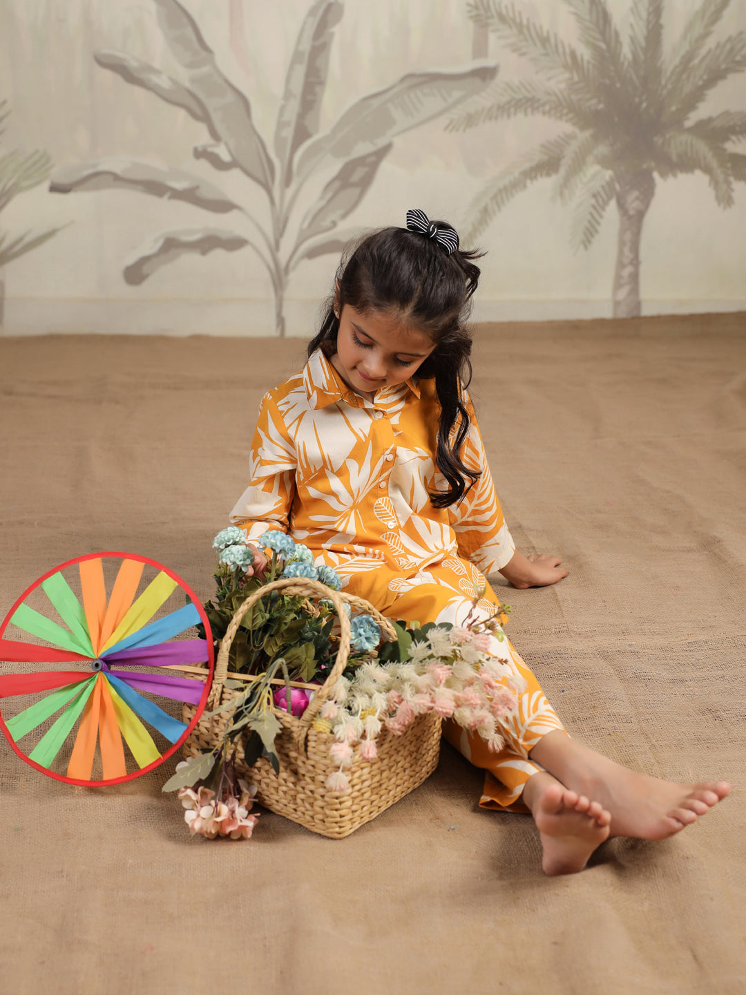 Floral Printed Cotton Night Suit Set for Kids - SanskrutiHomes 