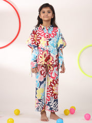 Multicolour Printed Pure Cotton Pyjama Night Suit For Kids