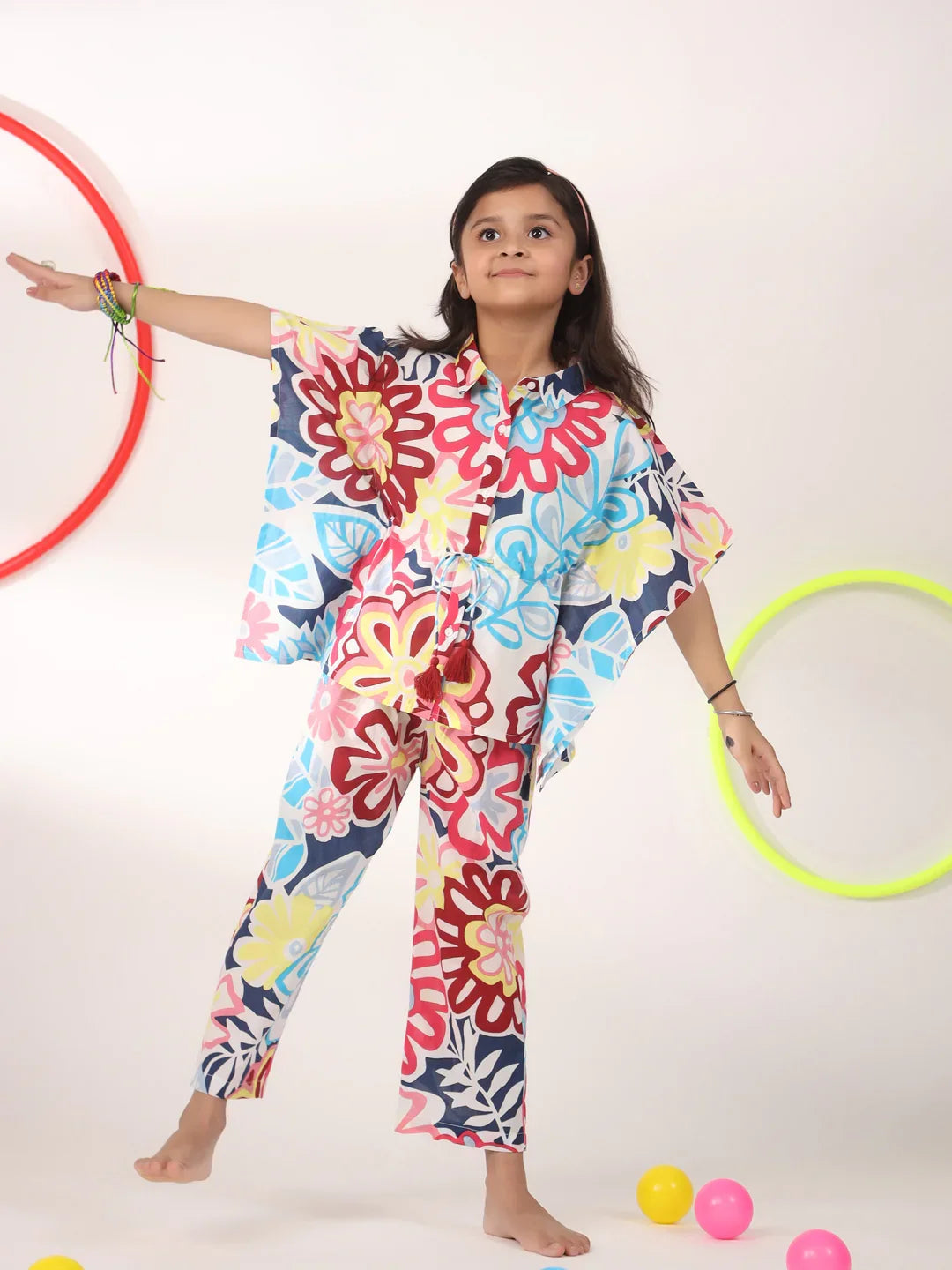 Multicolour Printed Pure Cotton Pyjama Night Suit For Kids