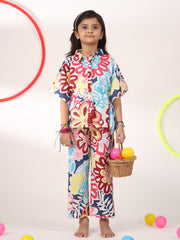 Multicolour Printed Pure Cotton Pyjama Night Suit For Kids