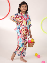 Multicolour Printed Pure Cotton Pyjama Night Suit For Kids