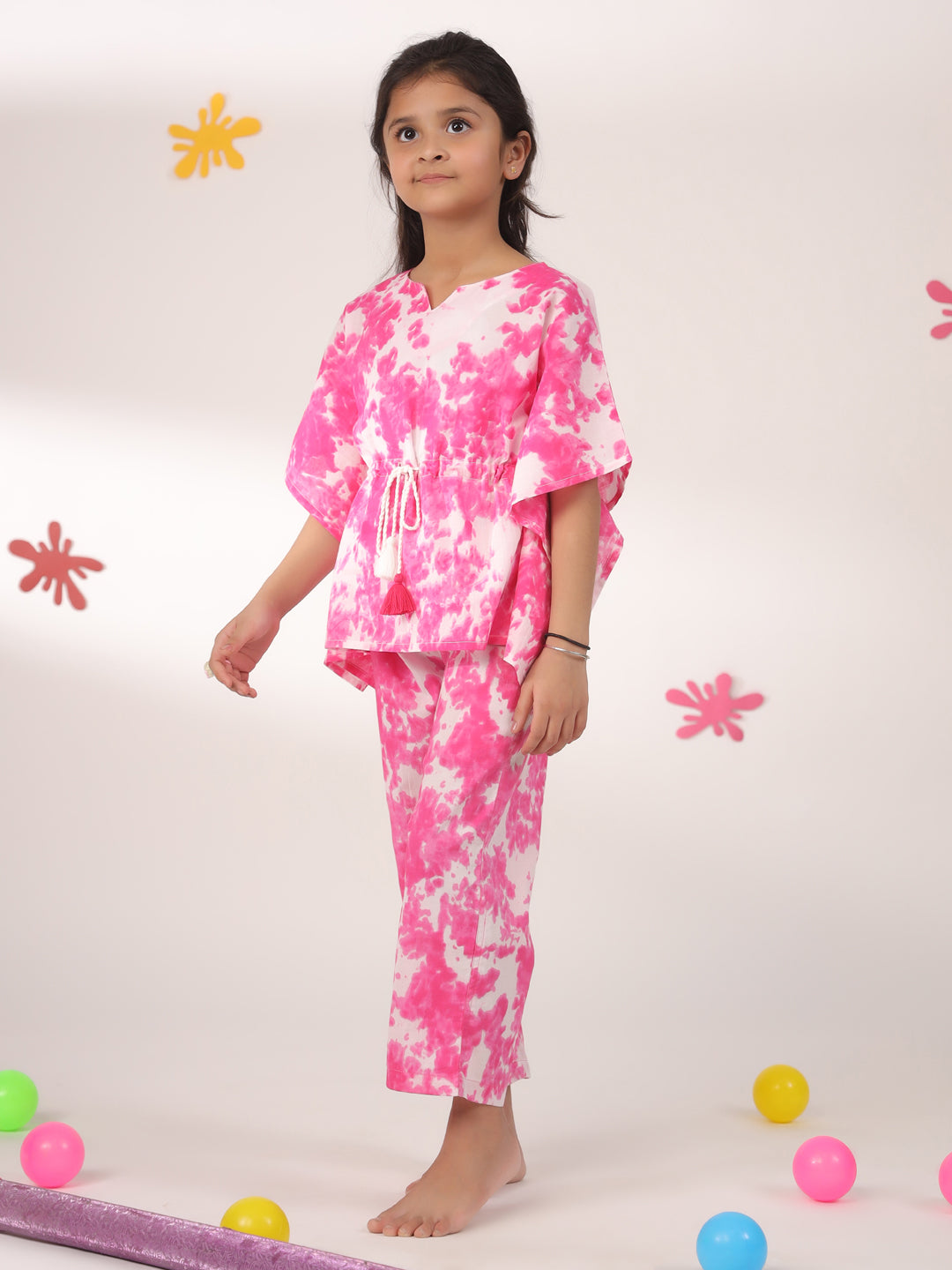 Kids Pure Cotton Pink Colour Printed Night suits - SanskrutiHomes 