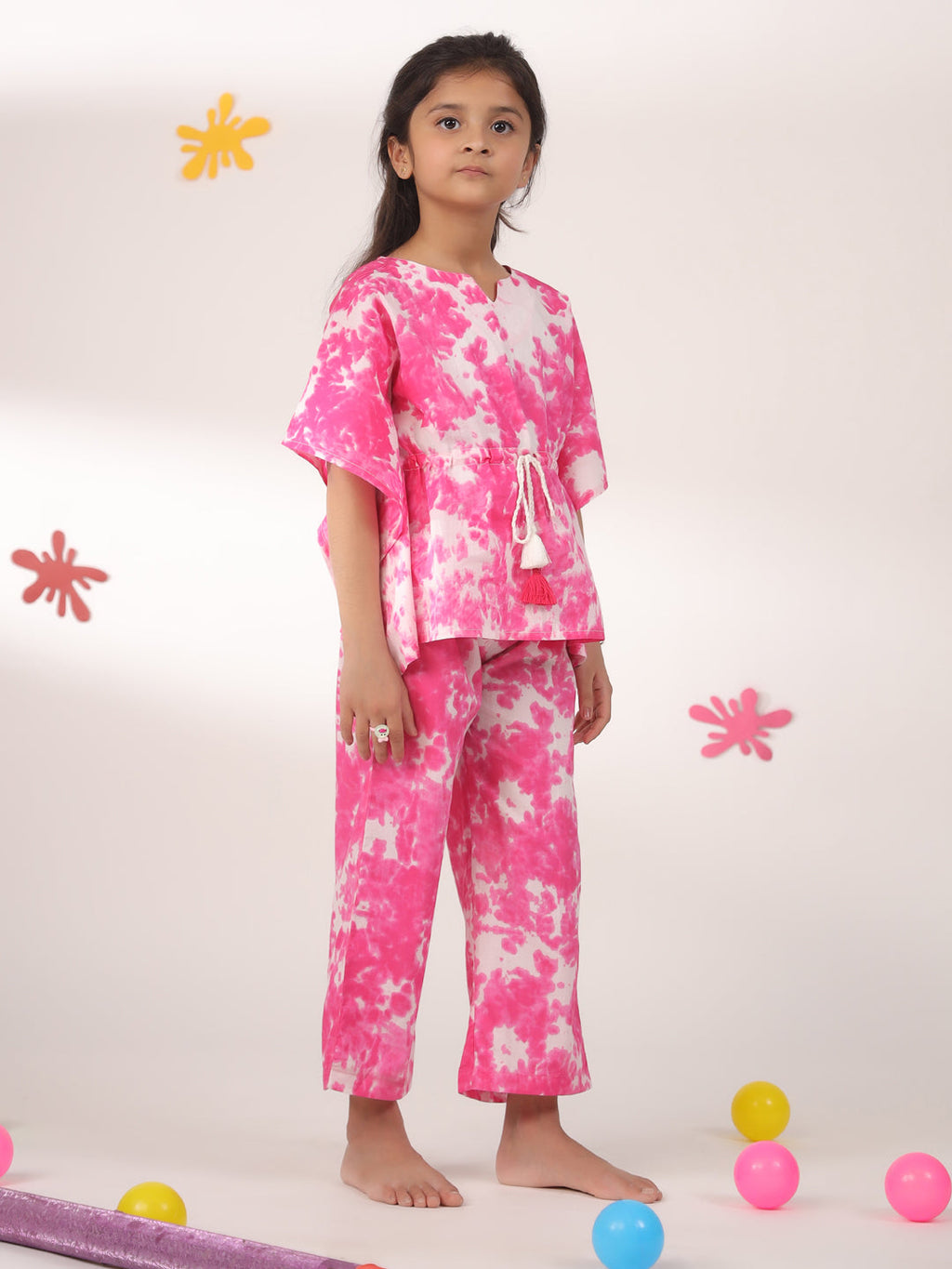 Kids Pure Cotton Pink Colour Printed Night suits - SanskrutiHomes 