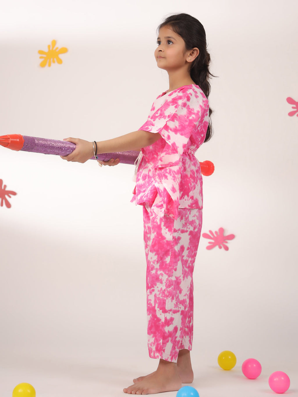 Kids Pure Cotton Pink Colour Printed Night suits - SanskrutiHomes 