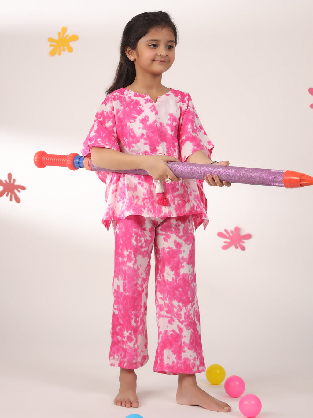 Kids Pure Cotton Pink Colour Printed Night suits - SanskrutiHomes 