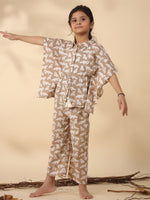 Kids Pure Cotton Brown Colour Printed Night suits - SanskrutiHomes 