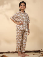 Kids Pure Cotton Brown Colour Printed Night suits - SanskrutiHomes 
