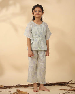 Printed Cotton Kaftan Night suit for Kids - SanskrutiHomes 