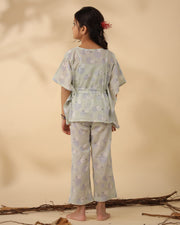 Printed Cotton Kaftan Night Suit For Kids