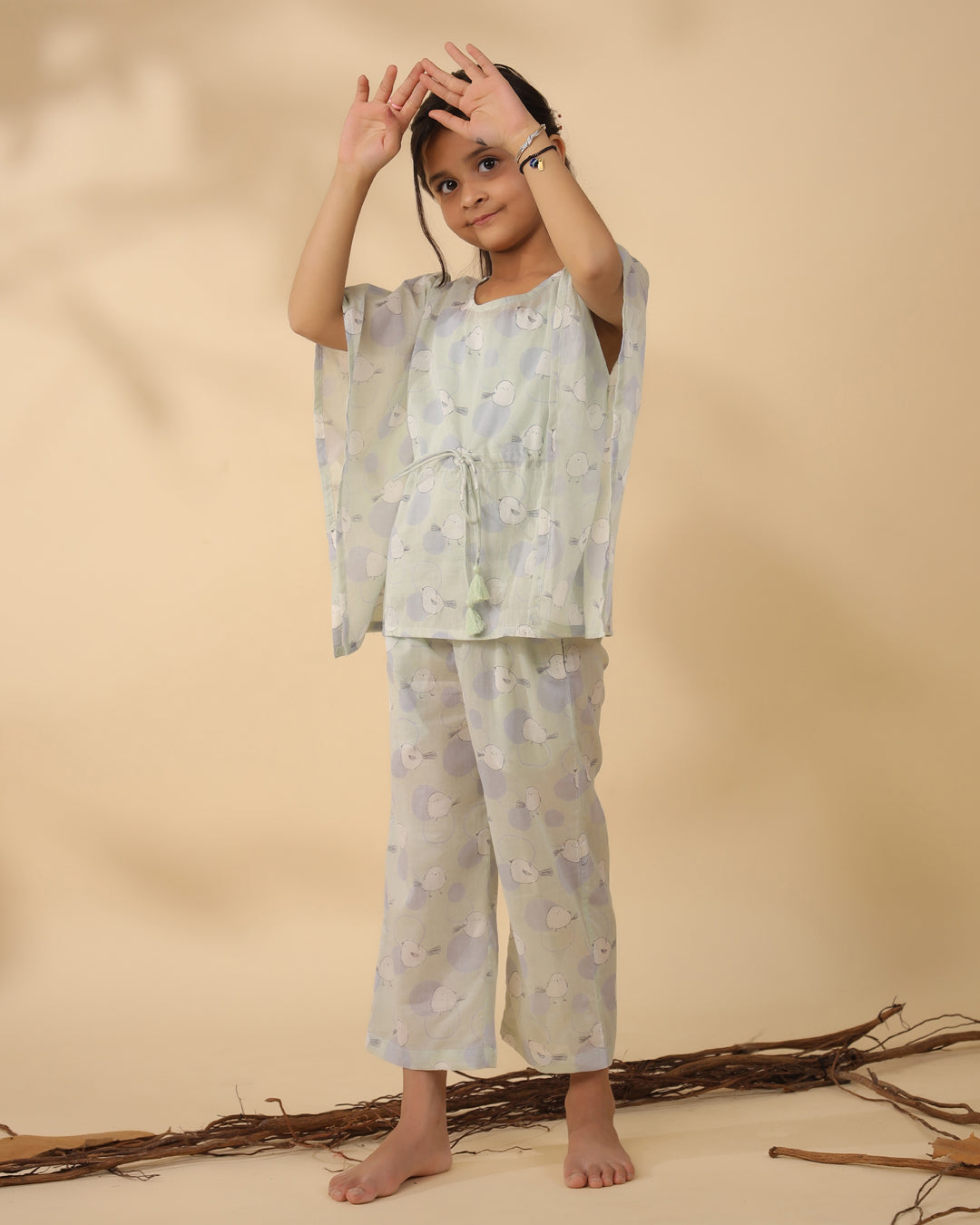 Printed Cotton Kaftan Night suit for Kids - SanskrutiHomes 