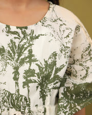 Kids Pure Cotton Green Colour Printed Night suits - SanskrutiHomes 