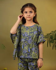 Kids Pure Cotton Green Colour Printed Night Suits