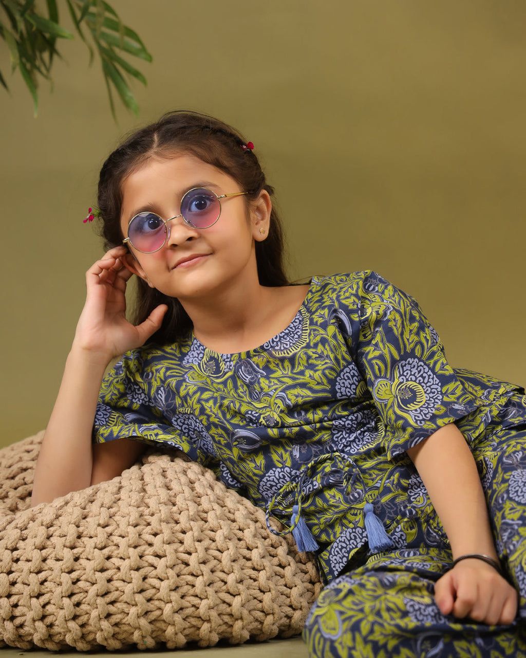 Kids Pure Cotton Green Colour Printed Night suits - SanskrutiHomes 