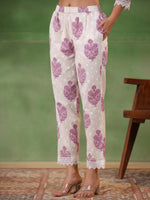 Purple Floral Printed Kurta Set with Dupatta - SanskrutiHomes 