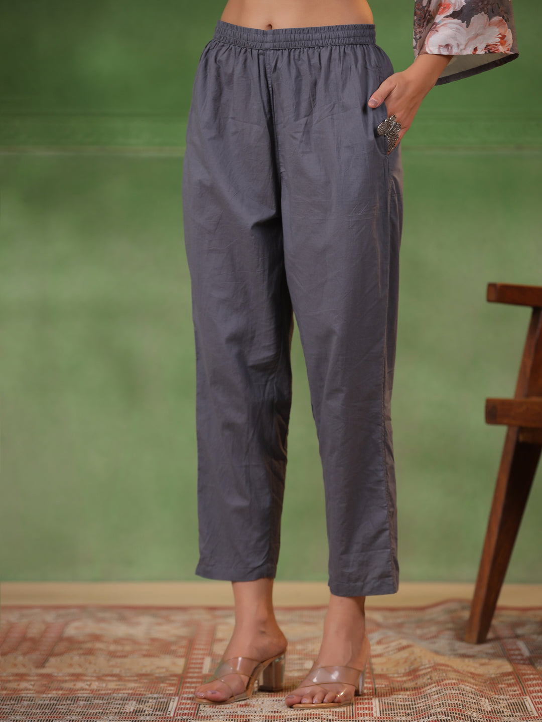 Floral Printed Cotton Kurta Set with Dupatta - SanskrutiHomes 