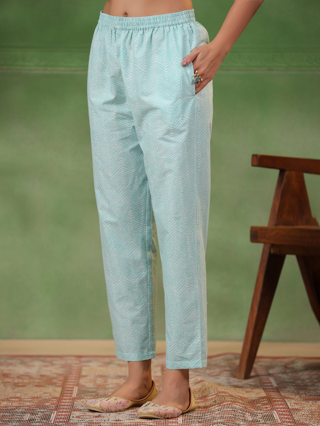 Blue Cotton Kurta Set with Dupatta - SanskrutiHomes 