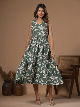 Floral Printed Ethnic Dress - SanskrutiHomes 