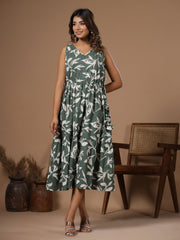 Floral Printed Ethnic Dress - SanskrutiHomes 