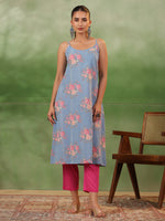 Floral Printed 3 pcs Cotton Kurta Set for Women - SanskrutiHomes 