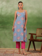 Floral Printed 3 pcs Cotton Kurta Set for Women - SanskrutiHomes 