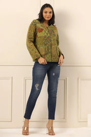 Printed women quilted jacket - SanskrutiHomes 