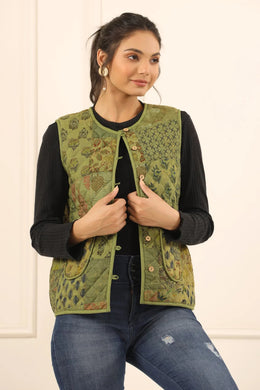 Printed women quilted jacket - SanskrutiHomes 
