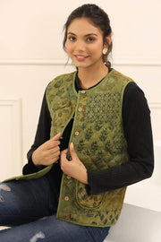 Printed women quilted jacket - SanskrutiHomes 