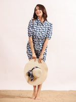 White & Blue Cats Shirt & Shorts Night Suit Set - SanskrutiHomes 